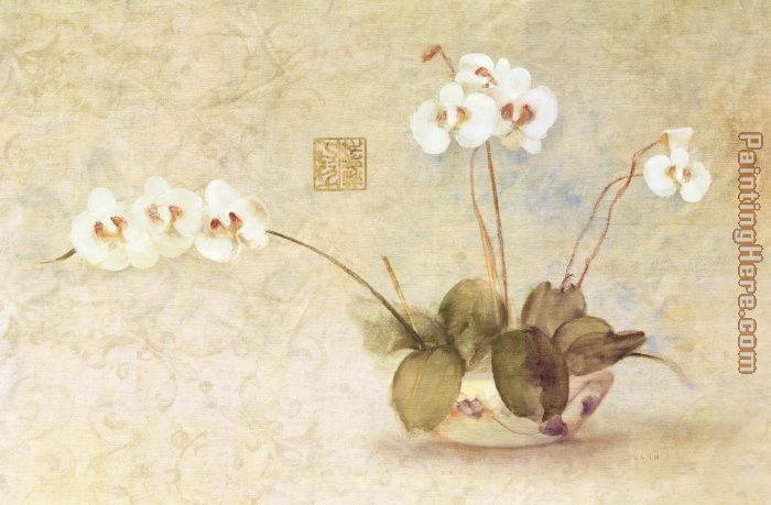 Orchids in a Chinese Bowl painting - Cheri Blum Orchids in a Chinese Bowl art painting